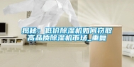 揭秘：低价除湿机如何窃取高品质除湿机市场_重复